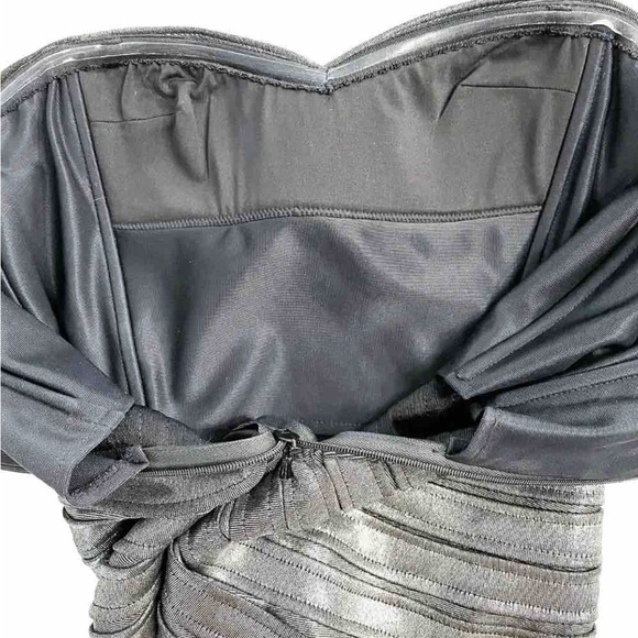 BCBGMAXAZRIA Metallic Silver Bandage Strapless Mini Dress XS Bodycon Party - Picture 7 of 10